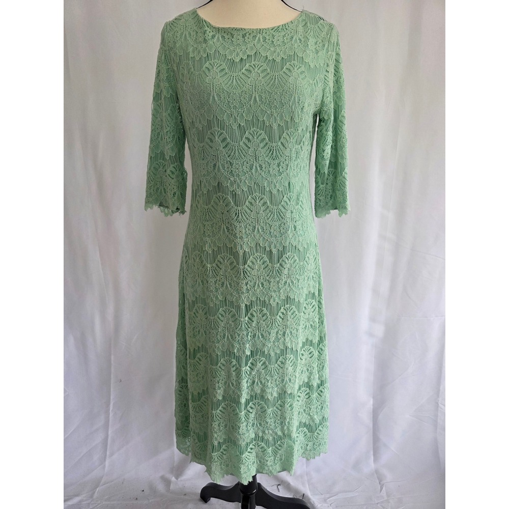 Dainty Jewell's Lace Dress‎ Mint Green 3/4 Sleeve Midi Women's Modest Apparel